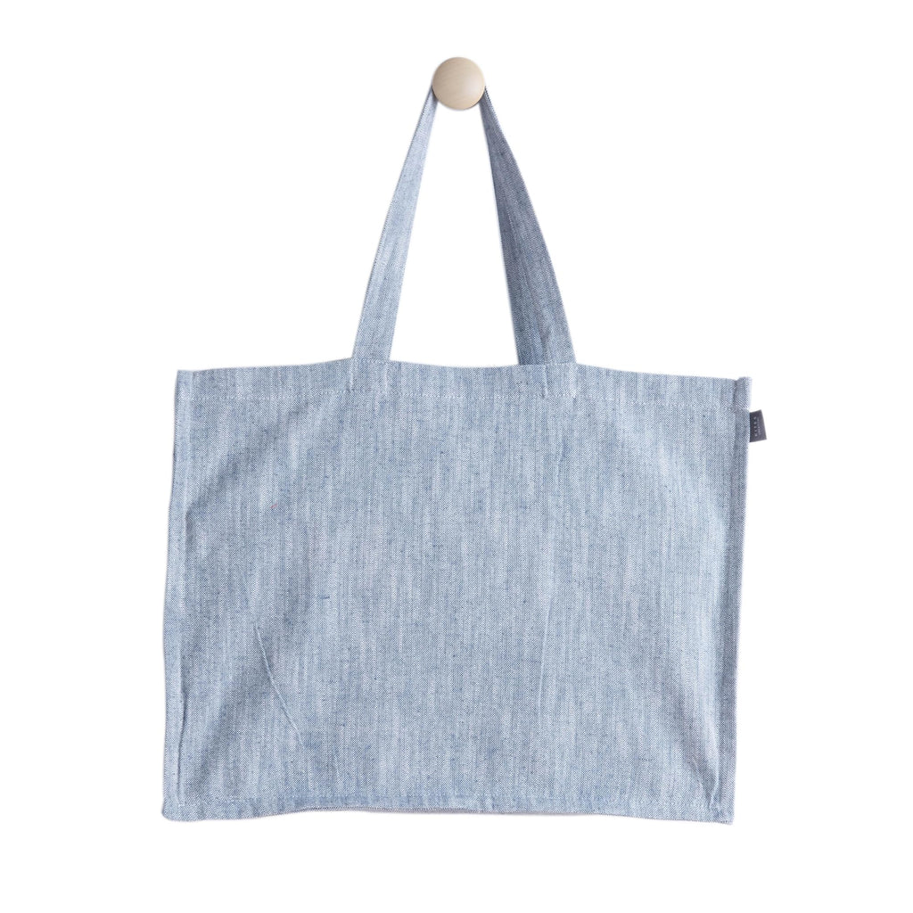 KITES CREATIONS 100% Cotton Shopping Bag, Stylish & Shoulder Tote with Inner Pocket, Perfect for Grocery, Travel, Shopping, Chambray Slub (14”x17.5”x5.5”), Set of 5 - Denim Grey