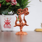 KridayKraft Metal Shivshakti Om Trishul Damru Rudaksha Mala Idol Symbol Statue. (Copper Finish)