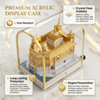 Golden Temple Replica Model with Acrylic Display Case, Inbuilt Mool Mantar Speaker, Gold & Silver Finish Decorative Showpiece for Home, Office & Religious Gift, 7 x 9 x 5 Inches