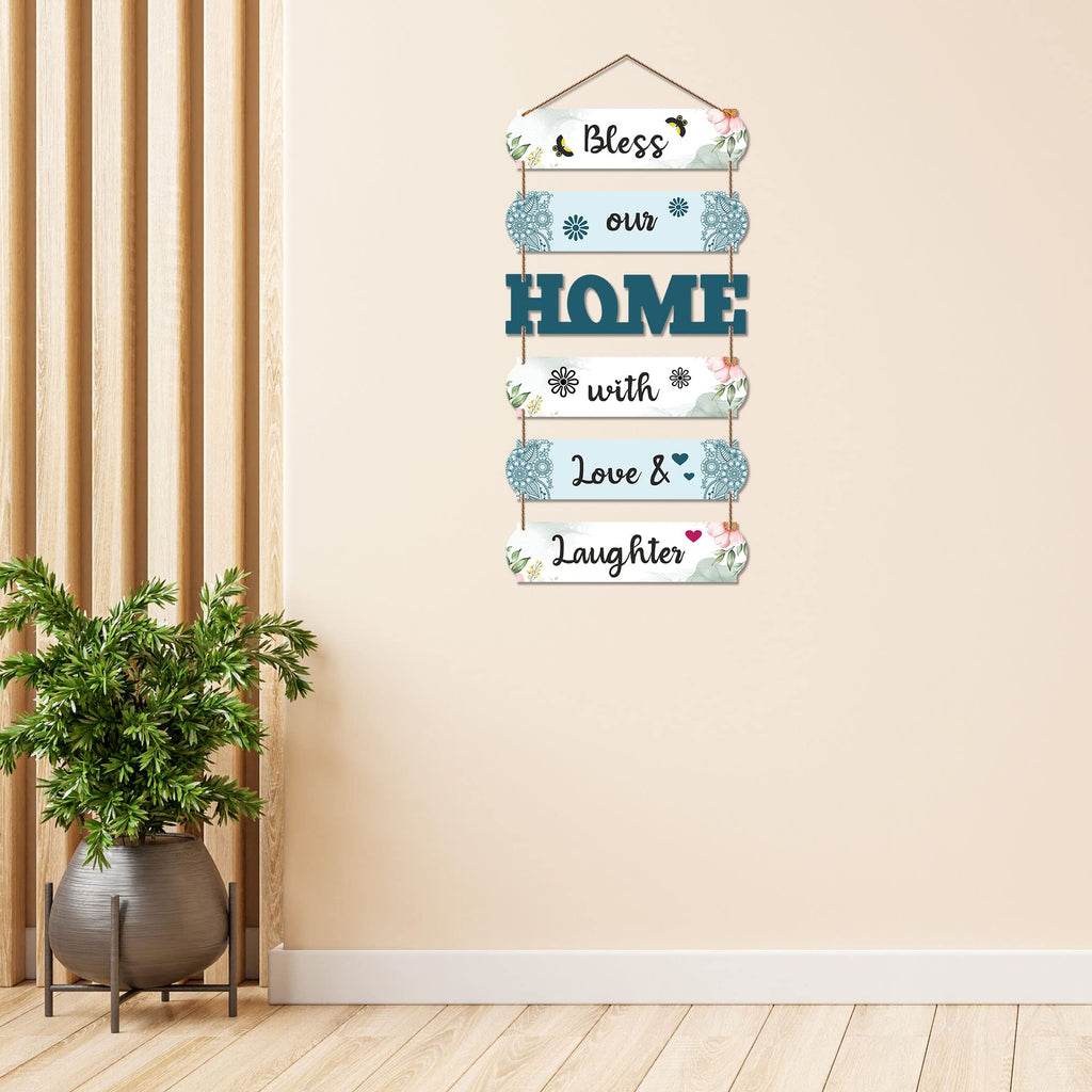 Artvibes Bless Our Home Wooden Wall Hangings Decor For Home | Bed Room | Decor Hanging Ornaments | Home Quotes Wall Hanging | Modern Decor Items | Wall Poster | Artworks Hangings | Gift (WH_6604N)