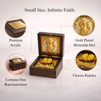 DK trades® Gold Plated Shrinathji For Pooja Box - Premium Gold Shrinathji Pocket Temple With Charan Paduka | Unique Home Office Gift