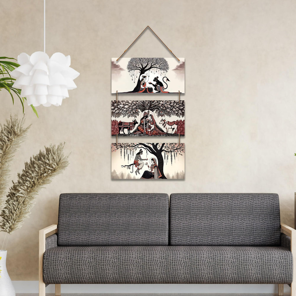 Artvibes Religious Indian Modern Art Wooden Wall Hanger for Home Decor | Graphic Artwork | Decoration Wall Hanging Items | Wall Sculpture | Wall Poster | Aesthetic Wall Art | Gift Items (WH_9454N)