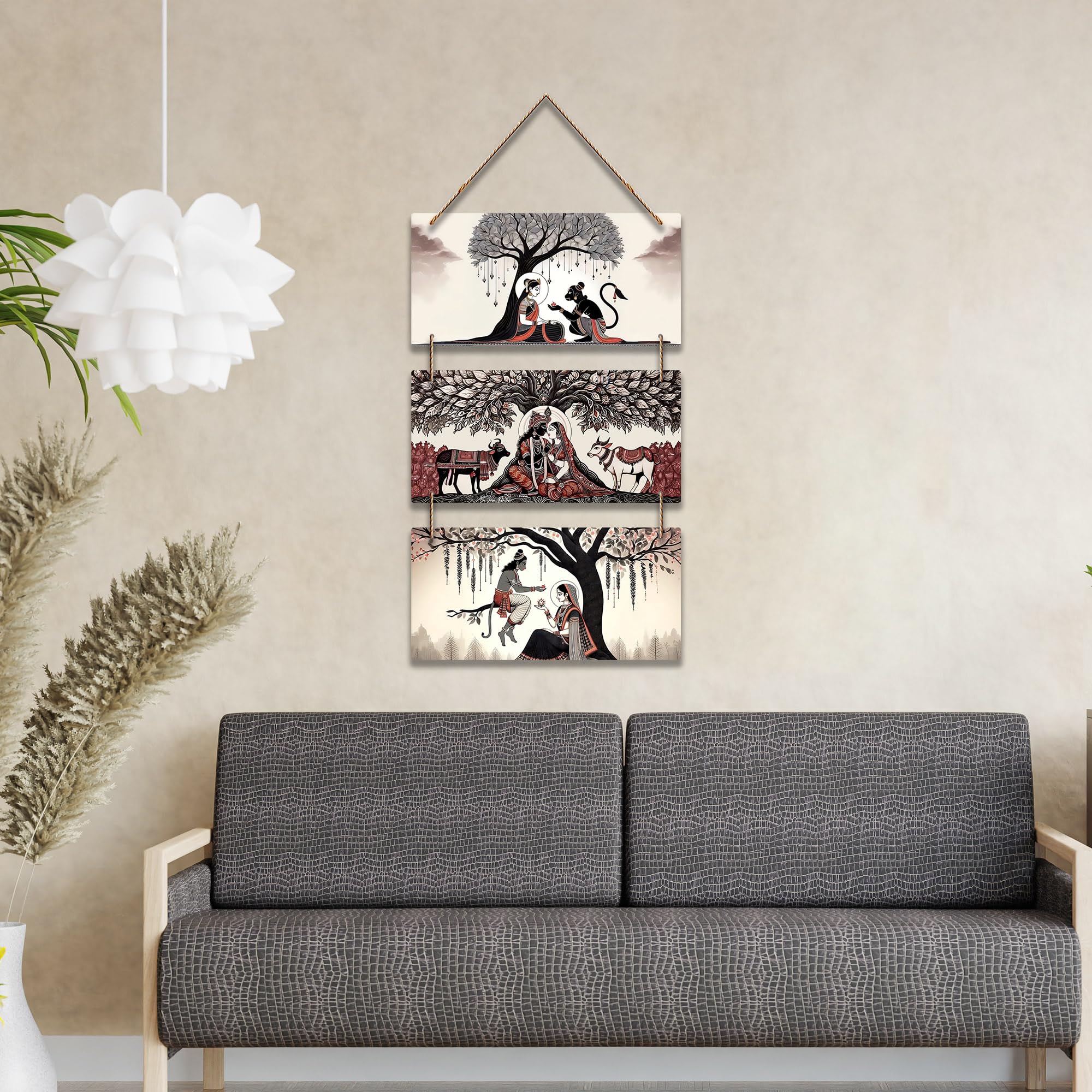 Artvibes Religious Indian Modern Art Wooden Wall Hanger for Home Decor | Graphic Artwork | Decoration Wall Hanging Items | Wall Sculpture | Wall Poster | Aesthetic Wall Art | Gift Items (WH_9454N)