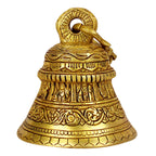 Artvarko Dashavatar Brass Hanging Bell with Chain God Lord Vishnu dashavataram Engraved Hanging Temple Wall Ghanta Height 24 Inches