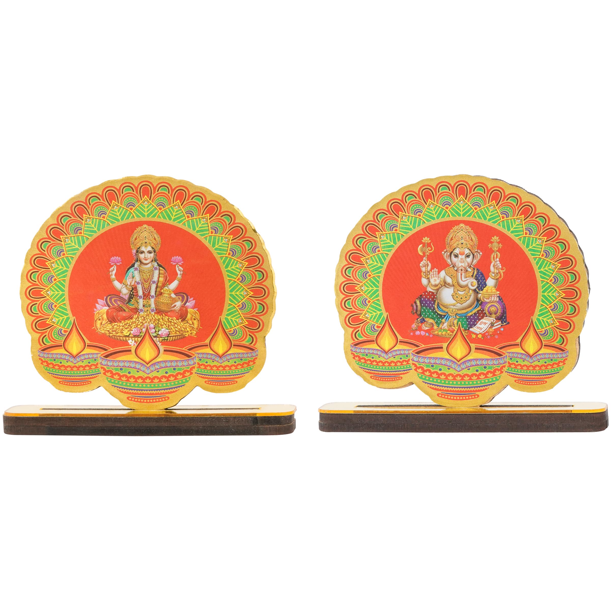 PD Craftozone Decorative Ganpati-MAA Lakshmi Cutouts for Temple and Table | Festival Home Decor for Pooja Stand, Home and Kitchen Temple and Festival Celebration | Golden