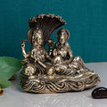 ARTVARKO Lakshmi Vishnu Statue Resting On Sheshnag Brass Murti Laxmi Maa Narayan Idol Religious Figurine for Puja Home Decor Gift (11x7x10 cm)