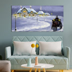 VIBECRAFTS Canvas Paintings for Living Room Drawing Room Rural Landcape In Winters Canvas Wall Painting Fitted With Wooden Frame For Home | Office | Living Room | Gift (PTVCH_2487)