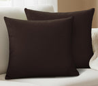 Yellow Weaves Cotton Canvas Decorative Cushion Covers, (24 X 24 Inches), Set of 2, Coffee