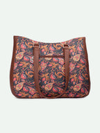 ZOUK Paisley Print Getaway Handbag | Jute | Vegan Leather Handcrafted Tote Bag | Pink