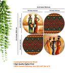 Artvibes Beautiful Warli Art Decorative Wall Hanging Ornaments | Modern Decoration Items | Living Room | Bedroom | Office | Wall Poster | Handcrafted Art | Unique Gift (WH_8414N), Set of 4