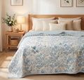 VAS COLLECTIONS Cotton AC Blanket for Double Bed (220×230 cm) | Reversible Soft Lightweight All-Season Blanket | Skin-Friendly & Breathable Comforter (Azure Meadow) Kafalo