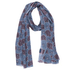 AQVA Printed Cotton Scarf for Women Stylish (Baghiya pewter Lilac) | Head and Face Cover Scarf for Girls with 100% Cotton | Soft & Lightweight Scarves/Stoles for all Weather (72 x 43 in)
