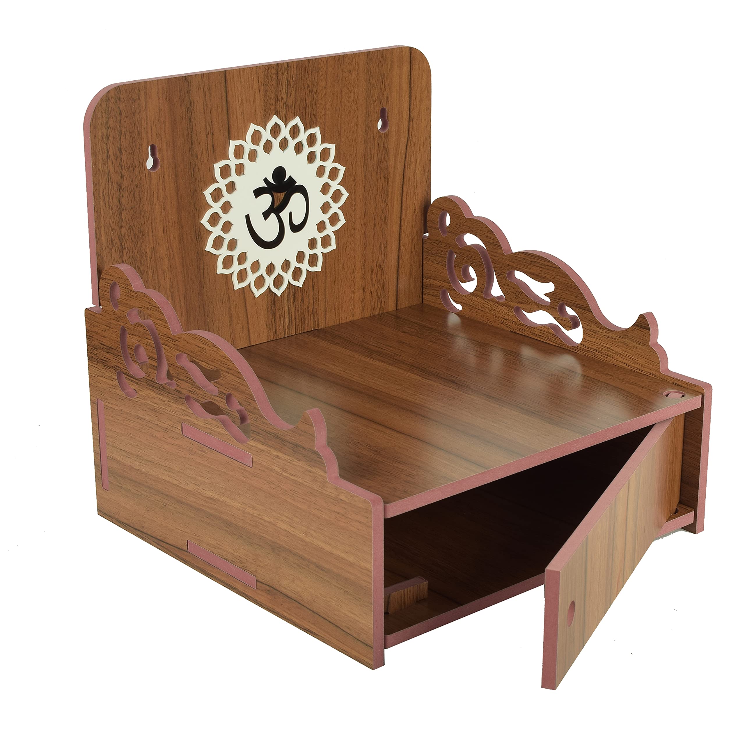 Comert Enterprise Handmade Beautiful Wooden Temple/ Home Temple/Puja Mandir/Wall Hanging and Table Top Home Mandir Temple /Home Art & Craft Engineered Wood Home Wall Temple (Brown)