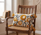 Furnistitchs Boho Rectangle Cushion Cover 12x20 inches | Handmade Decorative Throw Pillow Case | Bohemian Home Decor Sofa Bed Cushion Cover Living Room Bedroom (2, Yellow Oval, 12x20 inches)