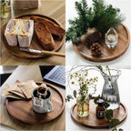 Skafa Rustic Elegance: Wooden Round Tray Versatile Home Decor Accent for Serving and Display Small Wooden Serving Tray, Candle Holder Tray Home Decor, Decorative Trays for Home Decor (Round)