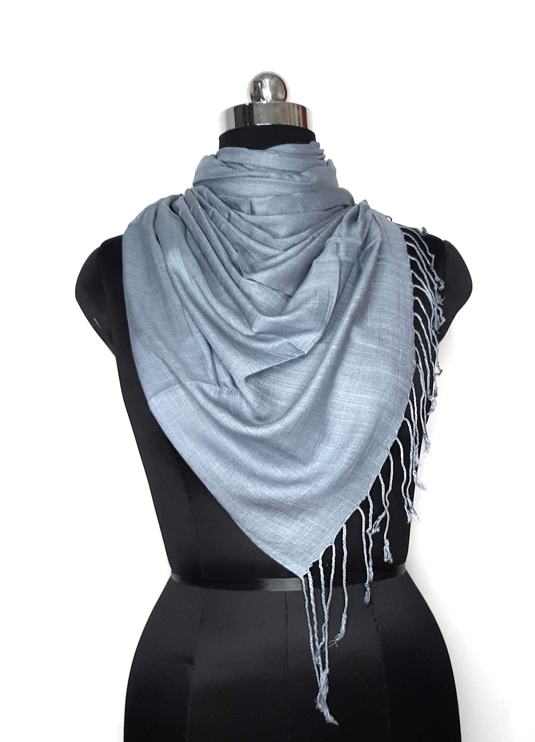Chandwasia Linen Rayon Scarf, scarves, Viscose Fabric stole & Shawl Design for Men & Women for Summer & Winters(Light Grey)