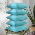 RD TREND® Cushion Cover Set of 5, Decorative Sofa Living Room Home Square Cushion Covers 16 Inch x 16 Inch, Aesthetic Corduroy Striped Double Sided (Aqua,Pack of 5)