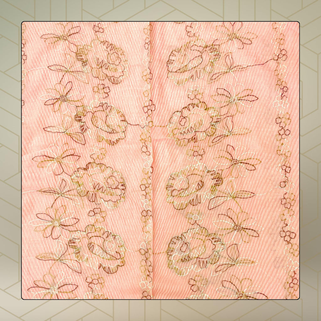 FAHABO Scarf Woman Pleated Cotton Scarves with Embroidery and Tassels | Hijab Scarf | Headscarf | Neck Scarf | Stoles | Wraps (Orchid Pinkish Peach -1)