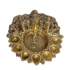 KridayKraft Metal Ganesha Puja Thali with Diya Ganpati Pooja Thali for Puja Room Mandir Temple Ganesha Murti Idol Pooja Thali for Diwali Poojan Decorative Showpiece