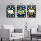 Artvibes Shreenathji & Sacred Cow Religious Art Wall Hanging Home Decorative Wall Art for Living room | Religious Decor Items | Wall Poster| Stylish Modern Decor Item | Gift Items (WH_9682N), Set of 3