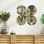 Artvibes Modern Nightscape Decorative Wall Art MDF Wooden Wall Hanger for Home | Room Wall Art | Wood Decorative Items | Modern Decoration | Wall Art Print | Unique Gift Items (WH_8457N), Set of 4