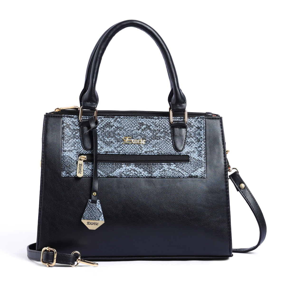 EXOTIC Urban Grace Handbag with Snake Print Panel
