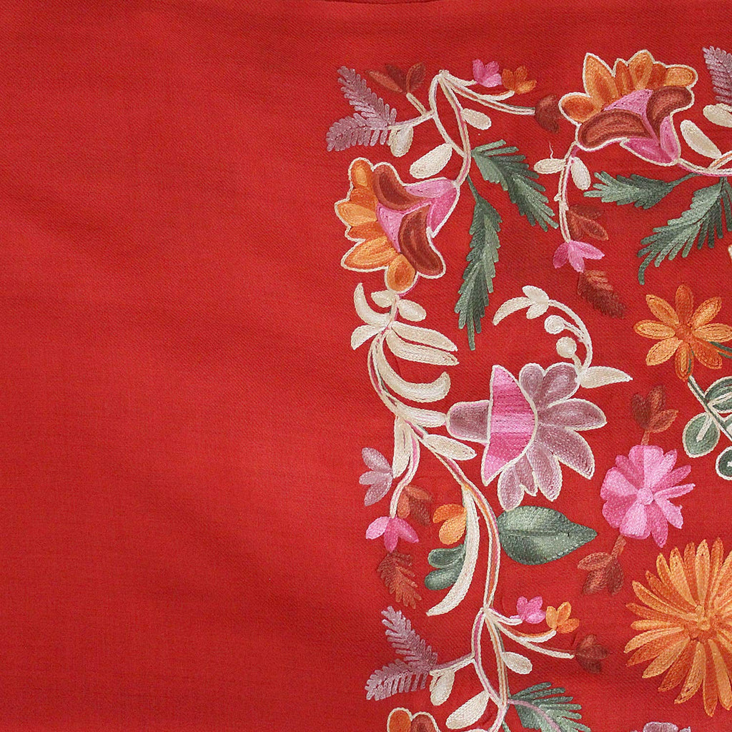Matelco Women's Pashmina Embroidered Shawl (Ad002Mj115Re_Red_28 X80 Inches)