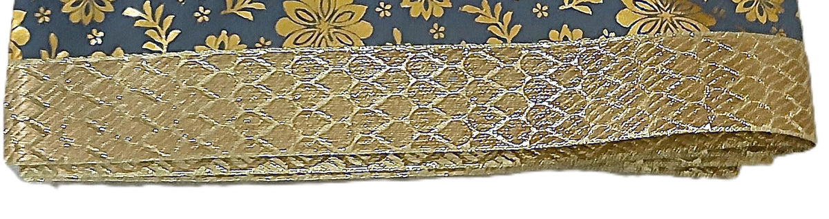 Lakshmi Maa Collection's Rumala Sahib Double Set Gray Golden with Beautiful gota (4 PEC.)