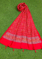 JAHAN TEXTILE Floral Printed Scarf for Women | Soft Lightweight Dupatta/Stole with Tassels | Elegant Ethnic & Casual Wear Wrap | Stylish Designer Shawl for All Seasons (Gajri)