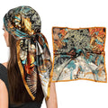 ULOS Women's Printed Shiny Dubai Style Luxury Floral Pattern Satin Head Scarf - Neck Scarf (Square)