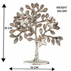 Metal Kalpavriksha Tree Showpiece Trees of Life - Home Decor - Gift for Good Luck Vastu and Fengshui - Best in Living Room Table Decoration with Antique Polish Silver