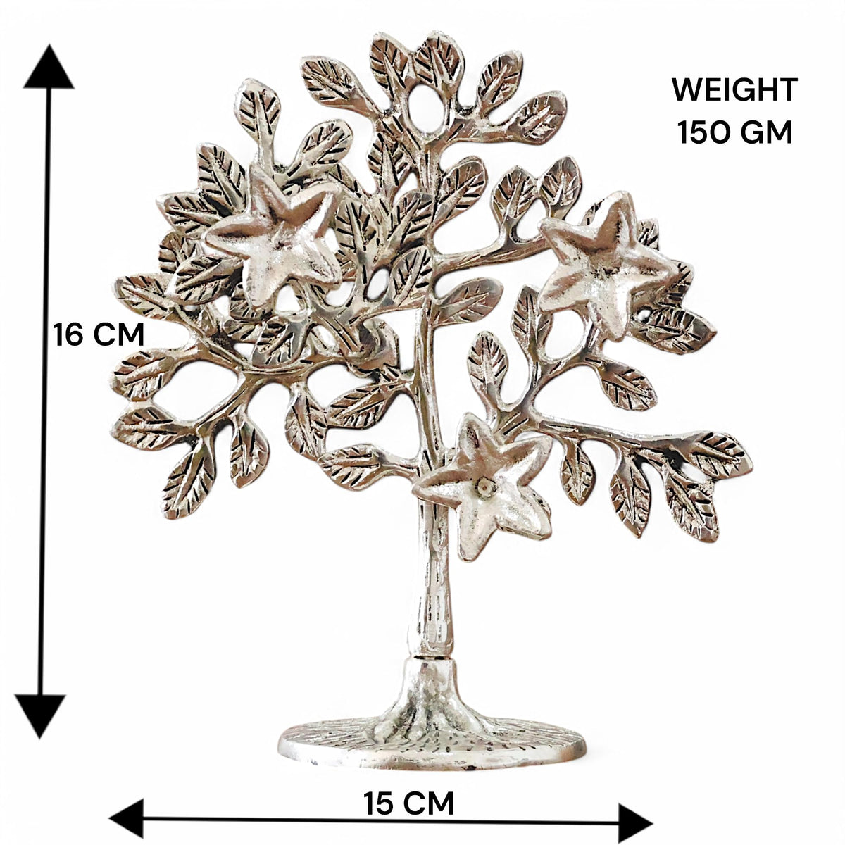 Metal Kalpavriksha Tree Showpiece Trees of Life - Home Decor - Gift for Good Luck Vastu and Fengshui - Best in Living Room Table Decoration with Antique Polish Silver
