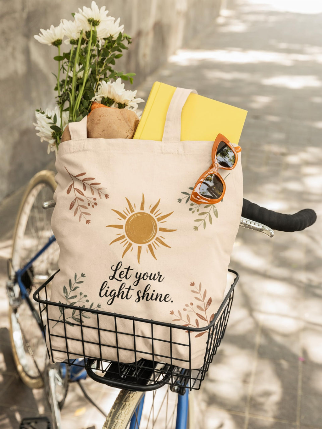 Kalaa Lifestyle Canvas Tote Bag for Women | Premium Cotton Shopping Bag | Eco-Friendly Shoulder Tote for Office, College, Travel & Daily Use and Gifting (Let Your Light Shine)