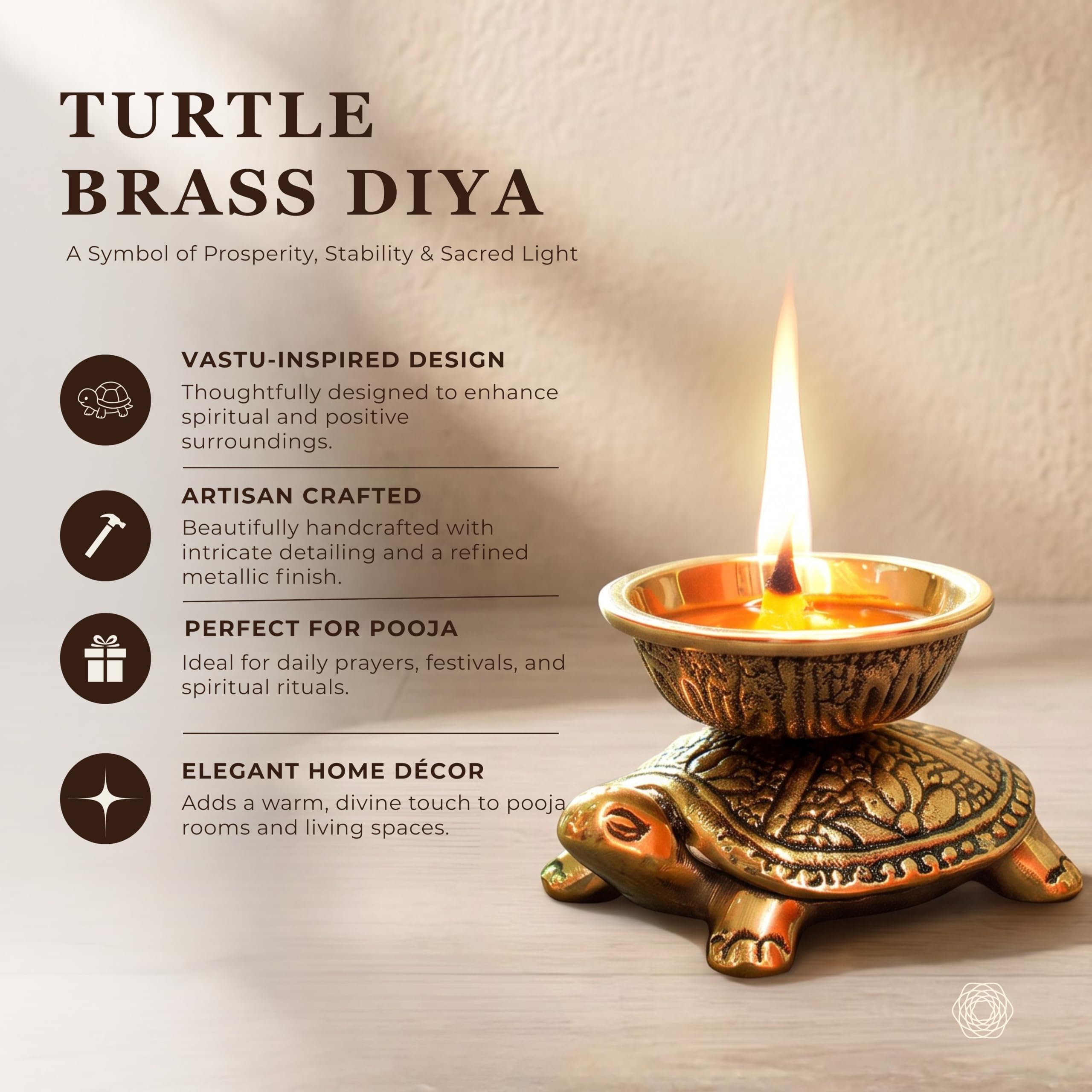 BEHOMA Handcrafted 100% Pure Brass Turtle Diya for Pooja & Home Temple