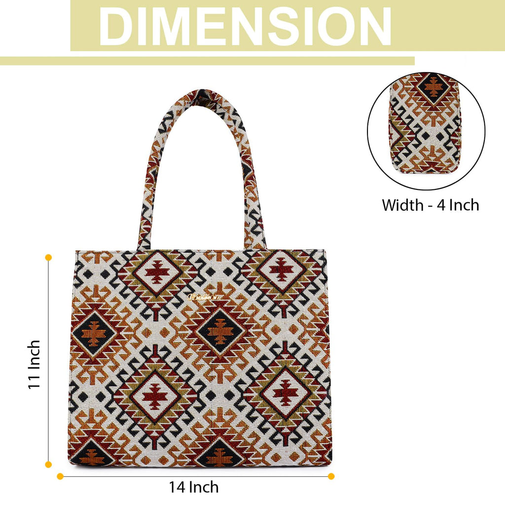 Lady Quinton Women Stylish Jute Tote Bag For Office and Laptop, Shopping Shoulder Bag, Shoppers Tote Handbags Lightweight Waterpoof Big Size, Grocery Bag, Eco Friendly Bags For Shopping(Beige & White)