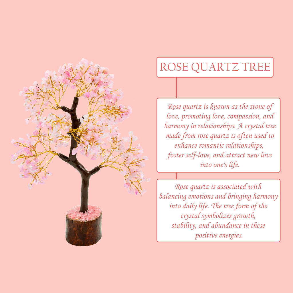 Vastu Vardan Rose Quartz Tree | 300 Beads | Love-Attracting Crystal Tree for Emotional Healing, Compassion, and Harmony | Spiritual Decor for Home and Office