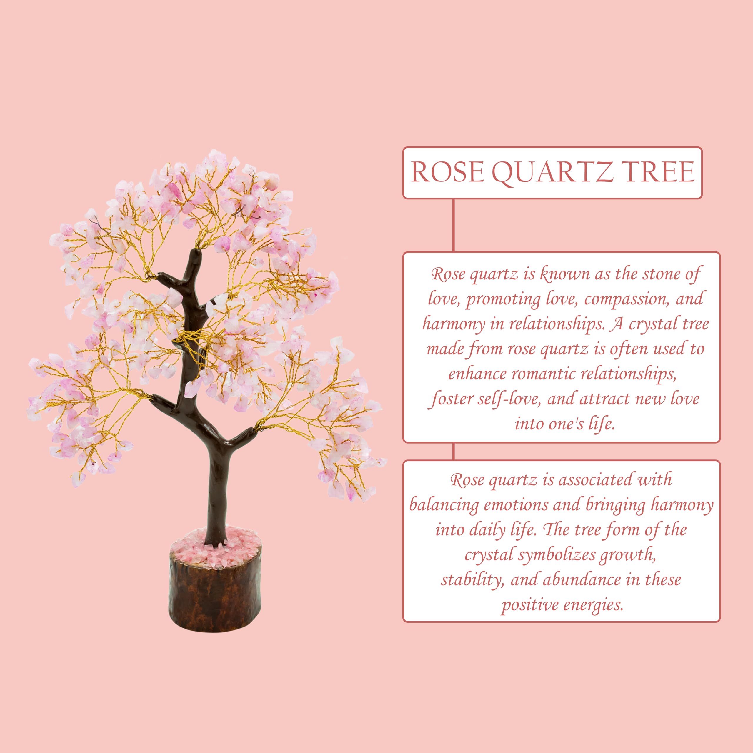 Vastu Vardan Rose Quartz Tree | 300 Beads | Love-Attracting Crystal Tree for Emotional Healing, Compassion, and Harmony | Spiritual Decor for Home and Office