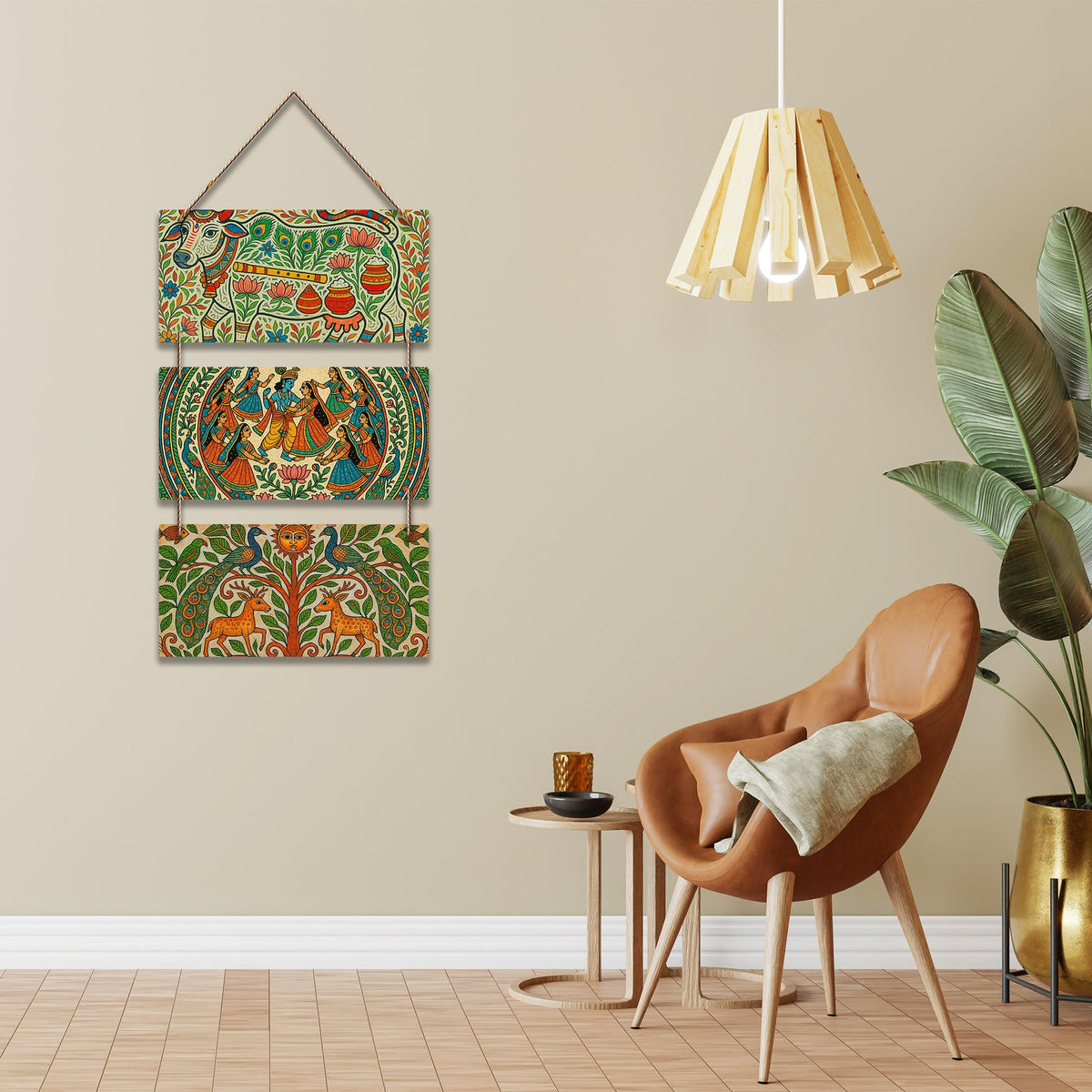 Artvibes Modern Indian Art Decorative Wall Hanging Ornaments | Living Room | Office | Wall Art Painting For Hall | Graphic Artwork | Wall Illustrations | Handcrafted Art | Ideal Gifts (WH_9430N)