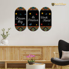 Artvibes Dream Big Positive Quotes Printed Wooden Wall Hanger for Home | Office | Living Room | Gift | Modern Decoration Items | Kitchen Wall Decor | Artworks (WH_9016N), Set of 3