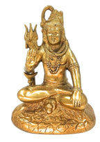 ARTVARKO Brass Made Lord Shiva Idol Bhagwan Shankar Brass Idol Lord Shiva, Shankar, Bhole Nath Puja Idol 7 Inch