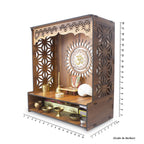 Heartily® Shree Beautiful Wooden Pooja Stand for Home Mandir for Home Temple for Home and Office Puja Mandir for Home and Office Wall with LED Spot Light Product (H- 18, L- 16, W-8.75 Inch)