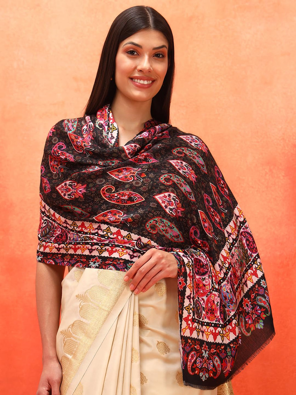 Pashmoda Women Floral Sonata Fine Soft Bamboo Fibre Stole (Size 28x80in, 71x203cm) ISST32