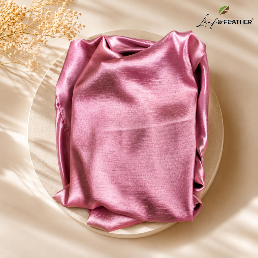 Leaf & FEATHER™ Muna Satin Hijab Scarf for Women | 200 x 70 cm | Silky Smooth & Lightweight | Daily and occational wear (Blush Pink)
