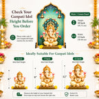 Ganpati Decoration Setup for Home, Premium MDF Ganesh Chaturthi Backdrop Stand, 1 Panel Traditional Mandap Decor for Pooja, Aarti, Festival & Housewarming, Suitable for up to 12 Inches Ganpati.