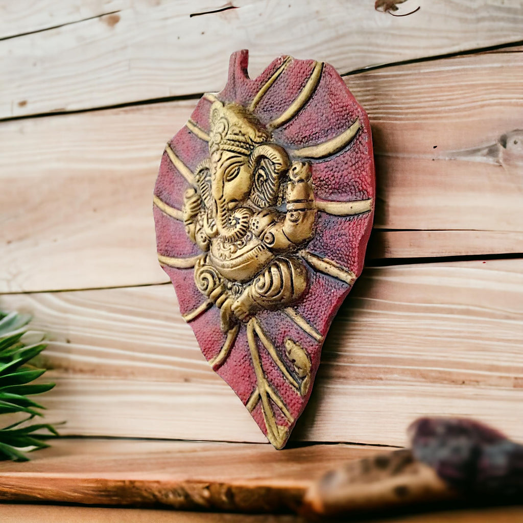KridayKraft Metal Leaf Ganesha ji Statue,Ganpati Wall Hanging Sculpture Lord Patta Ganesh Idol Lucky Feng Shui Wall Decor Your Home, Office,Religious Gift Article Decorative,Showpiece Figurines...