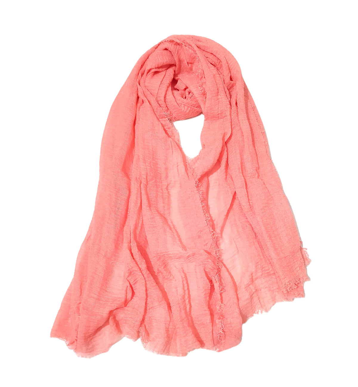 Iba & Isba Women's Plain Crinkled Scarves, Stoles, Hijab (76 x 36 inch) (Peach1)