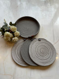 SAPROSE® Retro Polypropylene 3 Pc Round Trivet with Basket Holder | Braided Pot MAT, Side Table Mat, Machine Washable Small Place Mat for Casserole for Dining Table (9 inch Dia) Kafalo