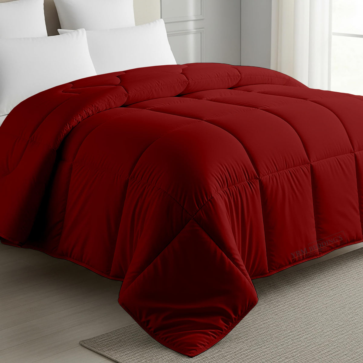 MeckHome Culture MHC- 800 Series Quilted Comforter 300-GSM Microfiber Soft/Fluffy Hypoallergenic Comforter/Quilt/Dohar/Rajai for (90 x 100 Inches) Double Bed Comforter -Burgundy Kafalo