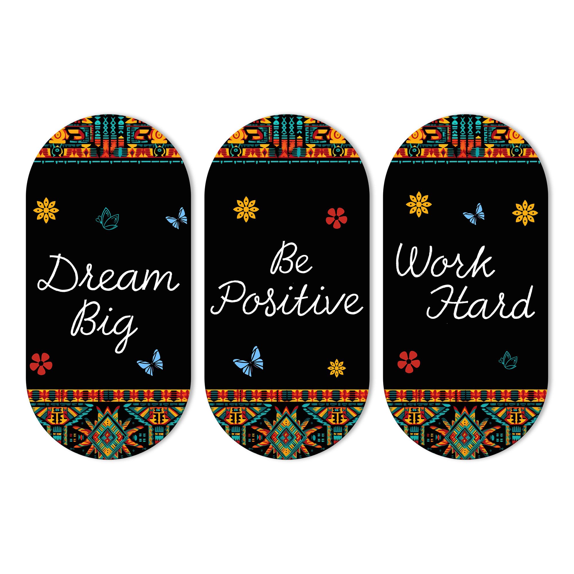 Artvibes Dream Big Positive Quotes Printed Wooden Wall Hanger for Home | Office | Living Room | Gift | Modern Decoration Items | Kitchen Wall Decor | Artworks (WH_9016N), Set of 3