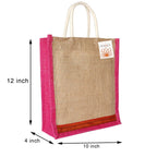 INDOZY Men's and Women's Jute Bag for Lunch Tiffin with Zip Plain Tote Combo (Multicolor)
